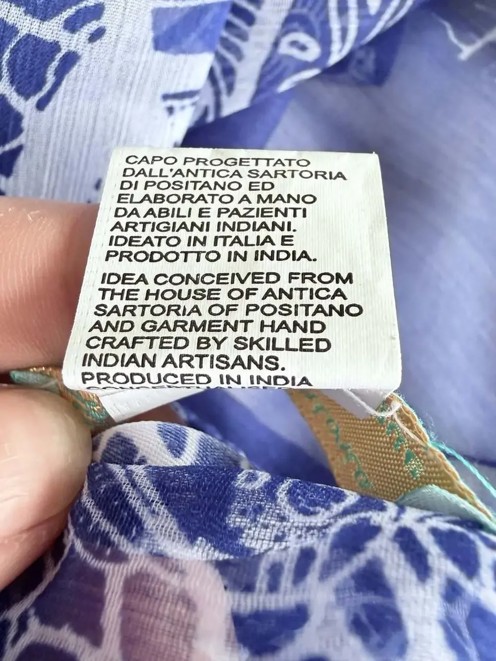Antica Sartoria by Giacomo Cinque Blue and White Fish Print Polyester Scarf S-70